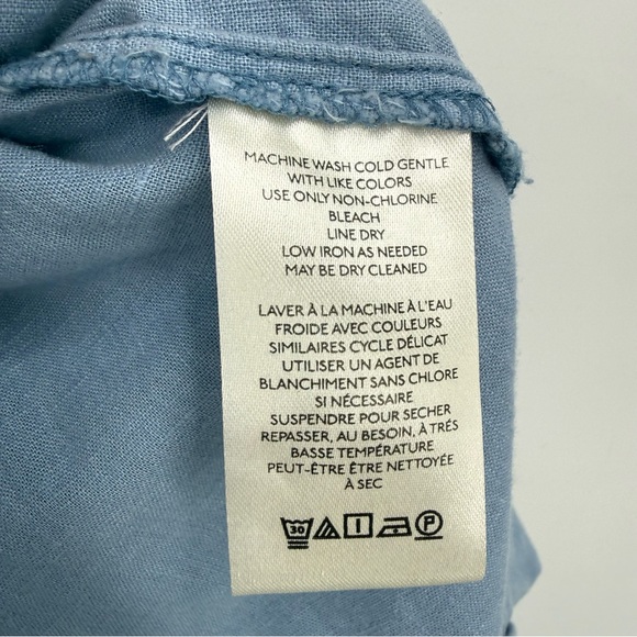 Free People We The Free Made For Sun Linen Oversized Button Down Shirt Blue S - Picture 10 of 12